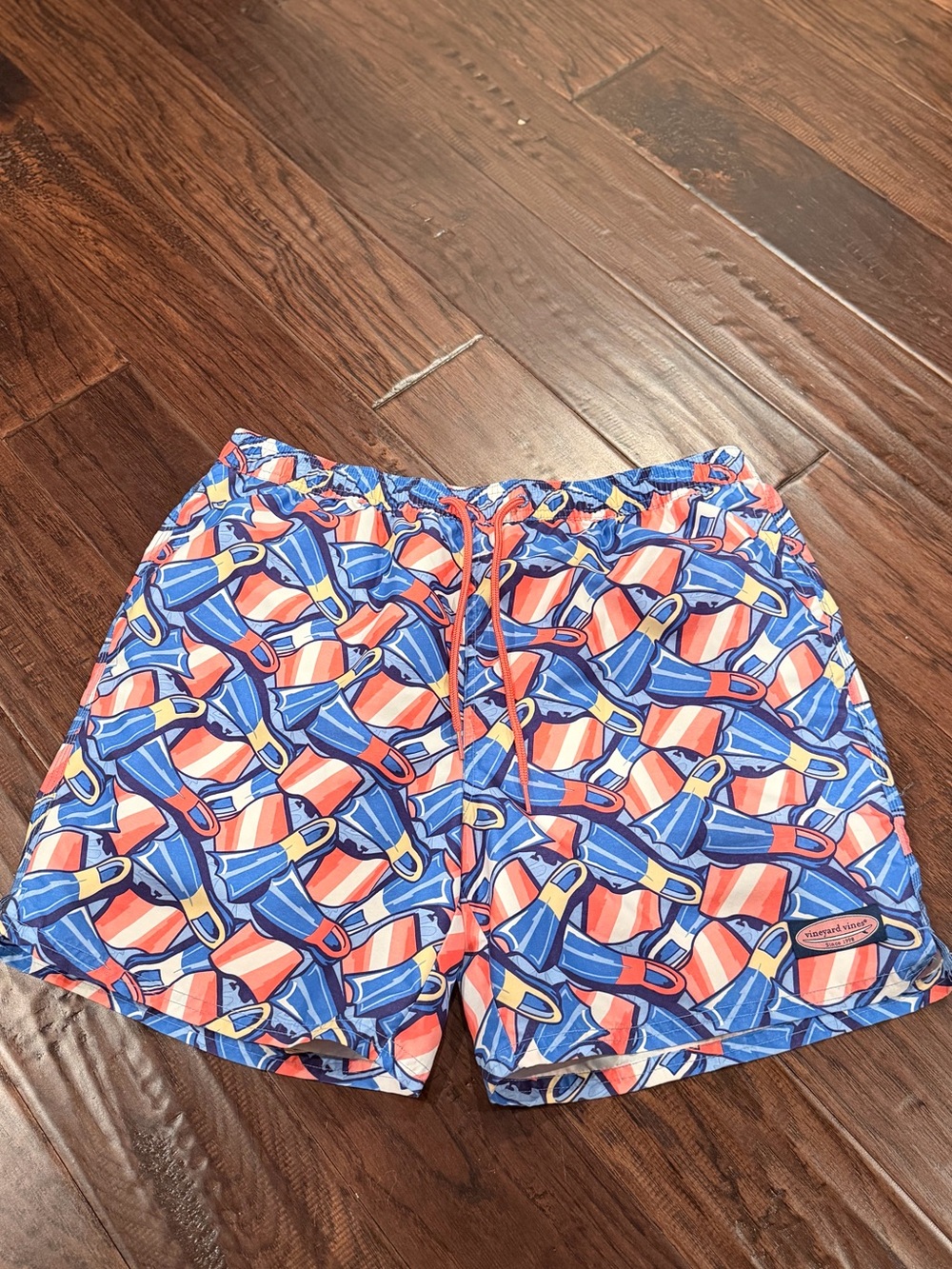 Vineyard Vines Blue & Coral Flip-Flop Print Swim Shorts